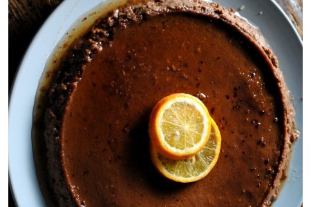 Flan au chocolat aux écorces d’orange confites maison