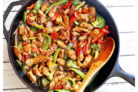 Recette Velourage de rouelle de porc en mode stir-fry