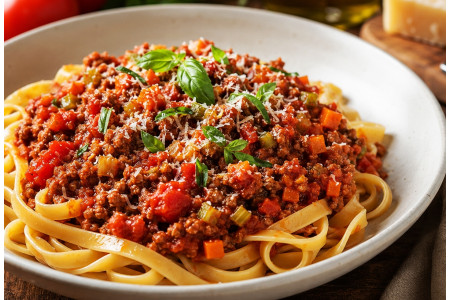 Ragoût de bœuf haché façon bolognaise aux tomates fraîches